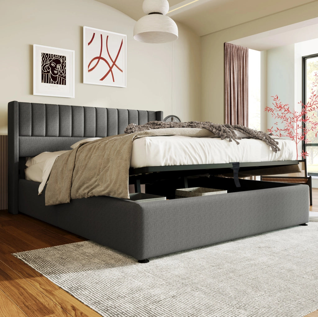 Letto matrimoniale imbottito con contenitore e apertura idraulica 160x200 cm