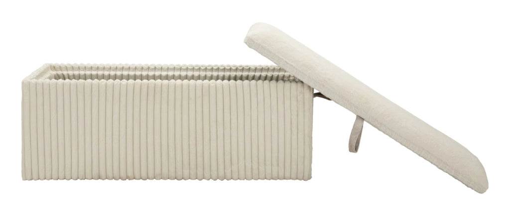 Panca con Contenitore Goteborg 113x41x44 cm in MDF e Spugna e Poliestere Bianco