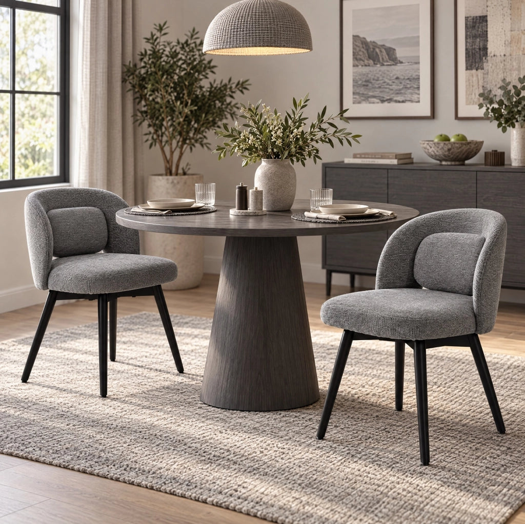 SEDIA da Pranzo Girevole 360° Grigia in Legno di Gomma Set da 2 pezzi