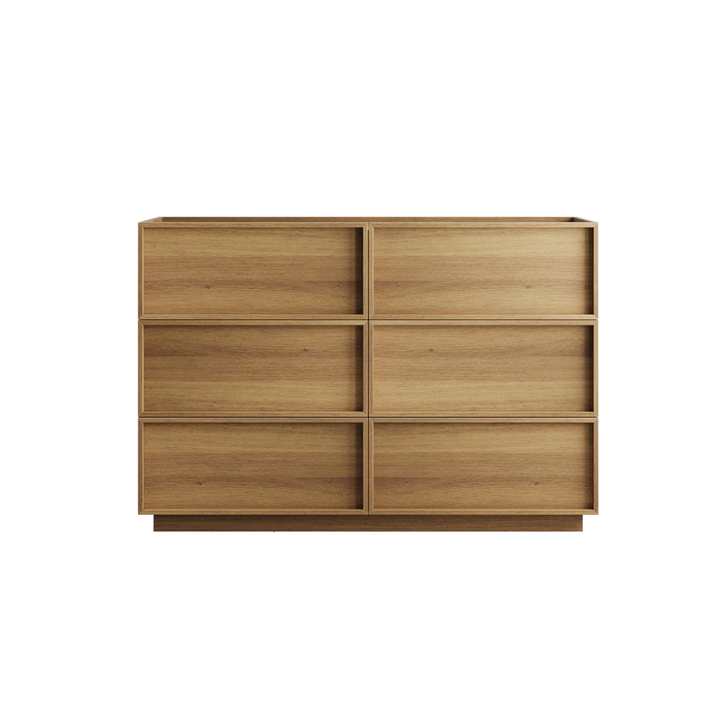 Cassettiera in MDF e pannello truciolare con guide metalliche e sistema antiribaltamento rovere 115 × 48 × 78 cm