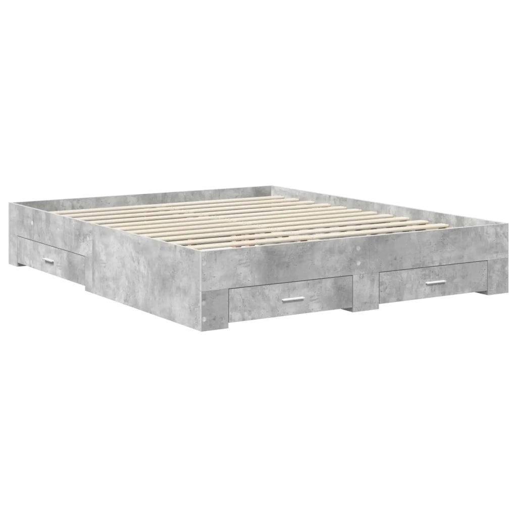 Struttura del letto con testiera Grigio cemento 160 x 200 cm