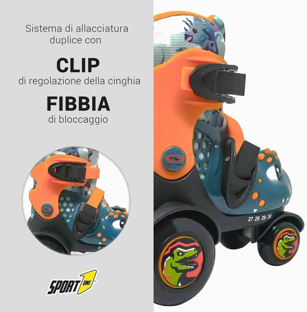 Pattini a Rotelle Bambino Regolabili Pattini a 4 ruote per ragazzi, bambini, principianti, pattini a rotelle di 4 dimens