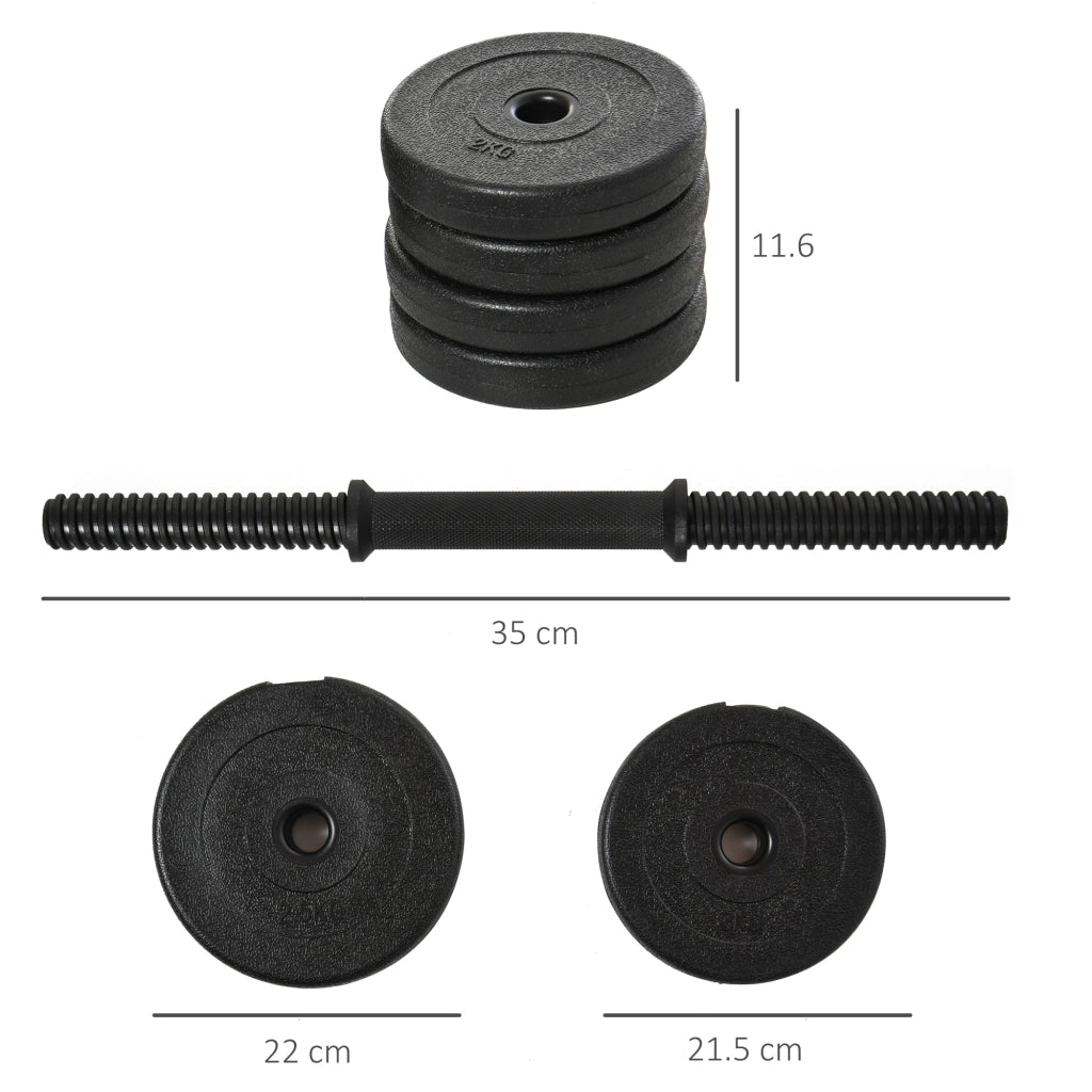 Set Manubri 20kg con 8 Dischi ¨C Xylo ¨C 4x2.5kg + 4x2kg, ?25mm