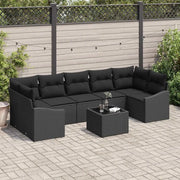 Set di divani con cuscino 8 pcs Nero polyrattan 3355312