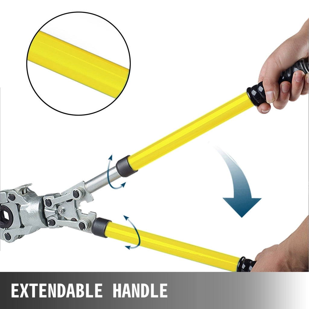 Pinza Crimpatrice per Tubi TH 16-32 mm e V 12-28 mm con Testa Girevole a 360 Gradi e Manico Allungabile per Idraulica
