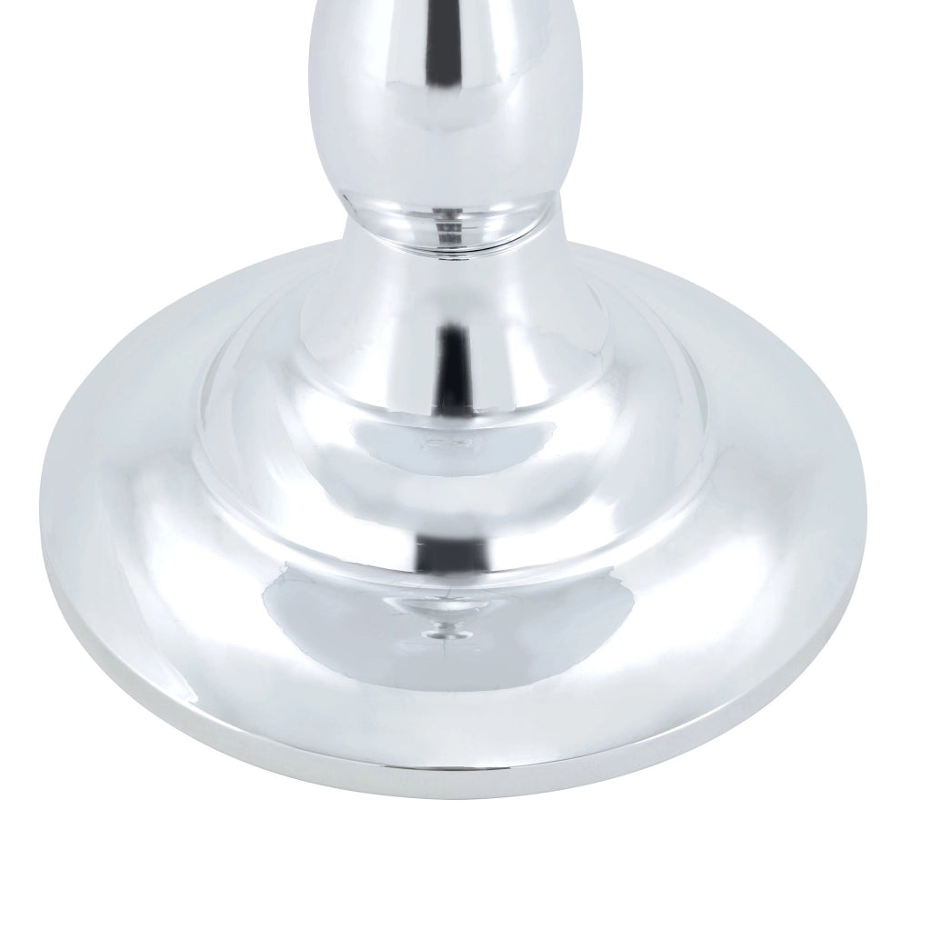Tavolino laterale rotondo ULEVR ?50 cm in vetro temperato e metallo, altezza 51,5 cm, base antiscivolo argento