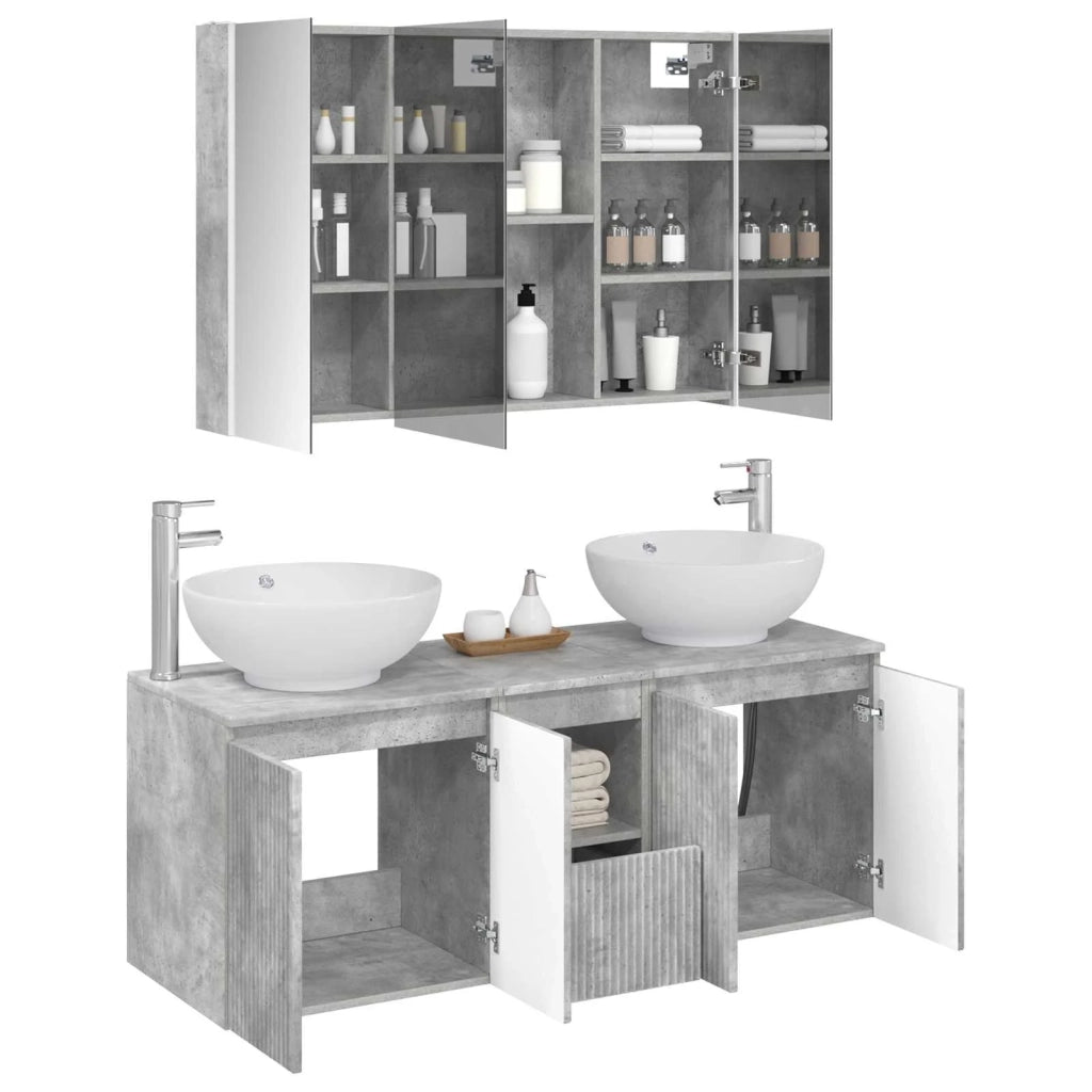 Set di Armadi da Bagno 4 pz Grigio Cemento Legno ingegnerizzato 3406506