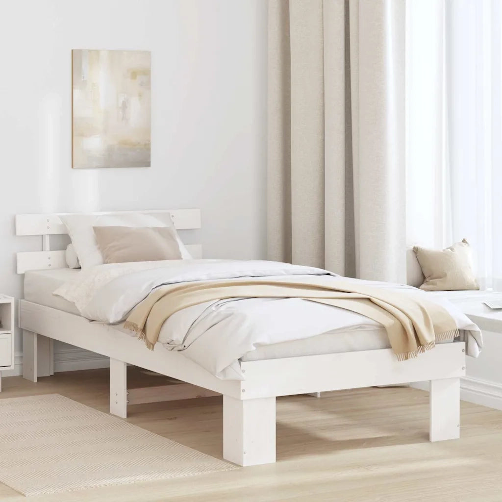 Struttura del letto-Giroletto-Rete del Letto Bianco 90 x 190 cm Pino massello 781627