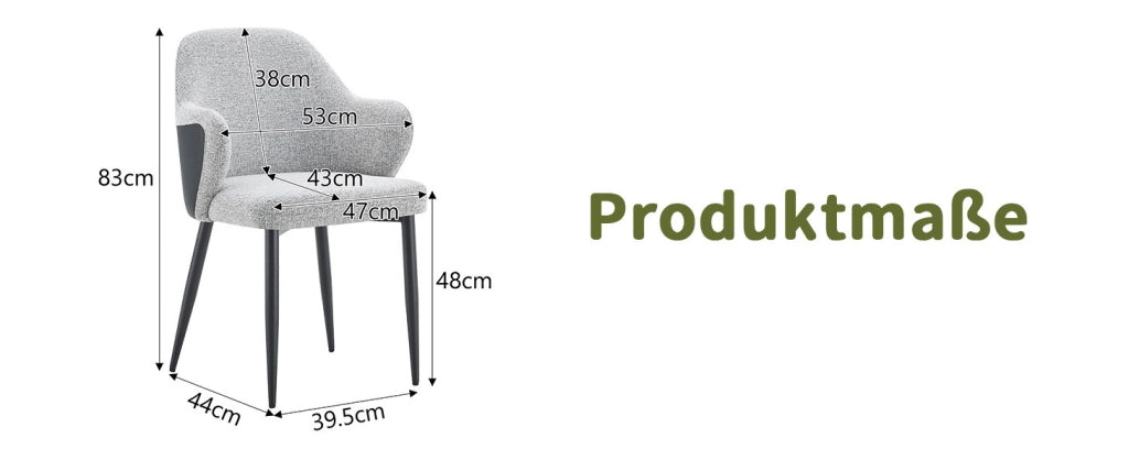 Set di 2 Sedie da Pranzo Grigie in Tessuto con Schienale Imbottito e Gambe Metalliche a X, Altezza 83 cm