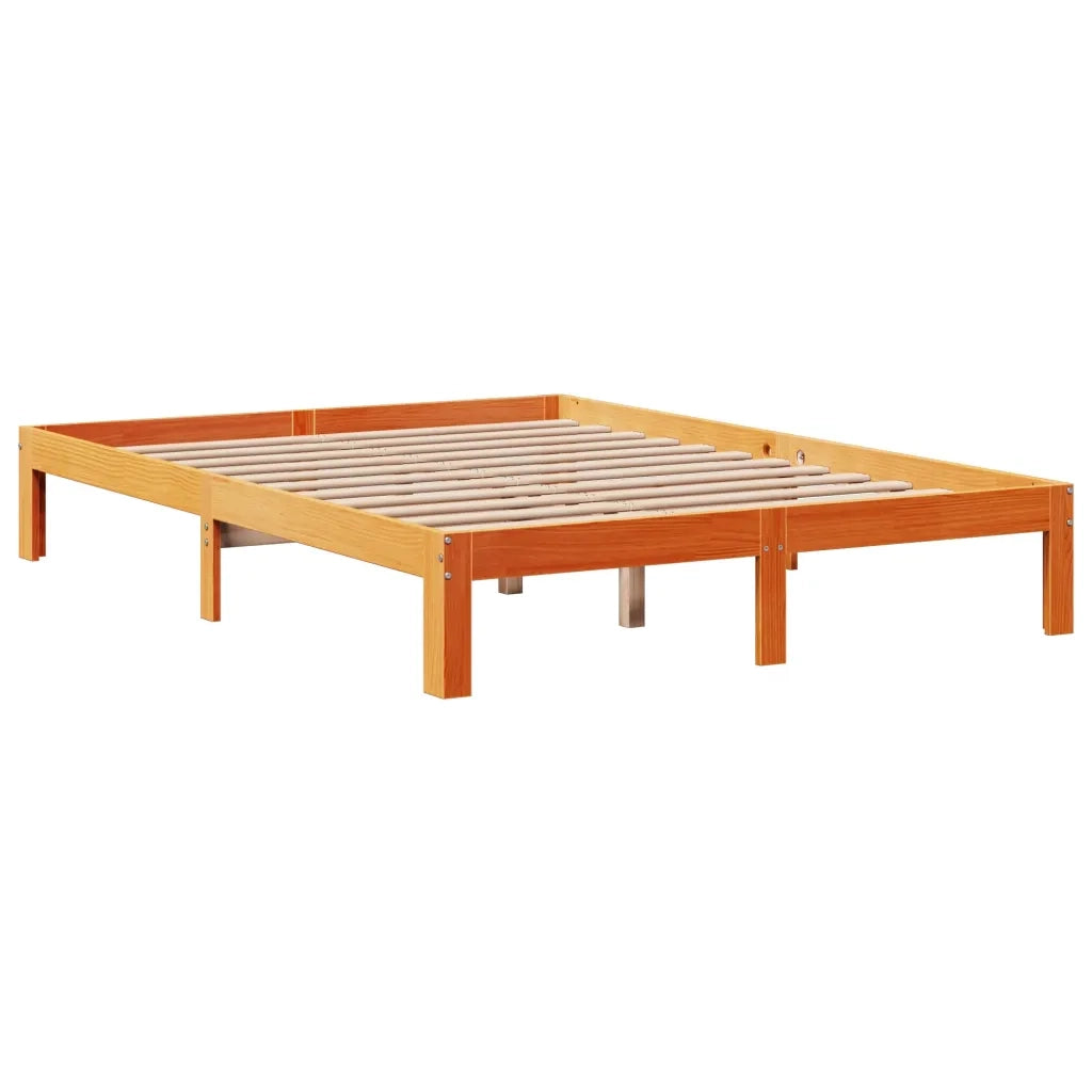 Letto senza Materasso Marrone Cera 135x190 cm in Legno di Pino 3306801