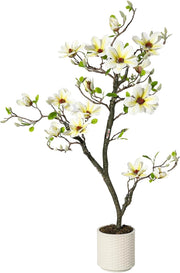 Pianta di Orchidea Bianca Artificiale 120 cm con Ramo Fiorito e Vaso da Salotto
