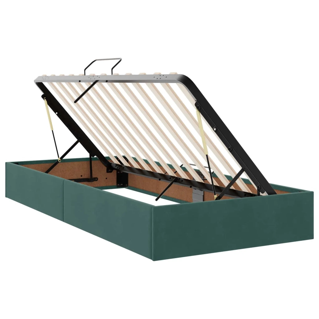 Letto singolo | Letto per adulti | Letto ottomano Verde Scuro 90 x 200 cm Velluto
