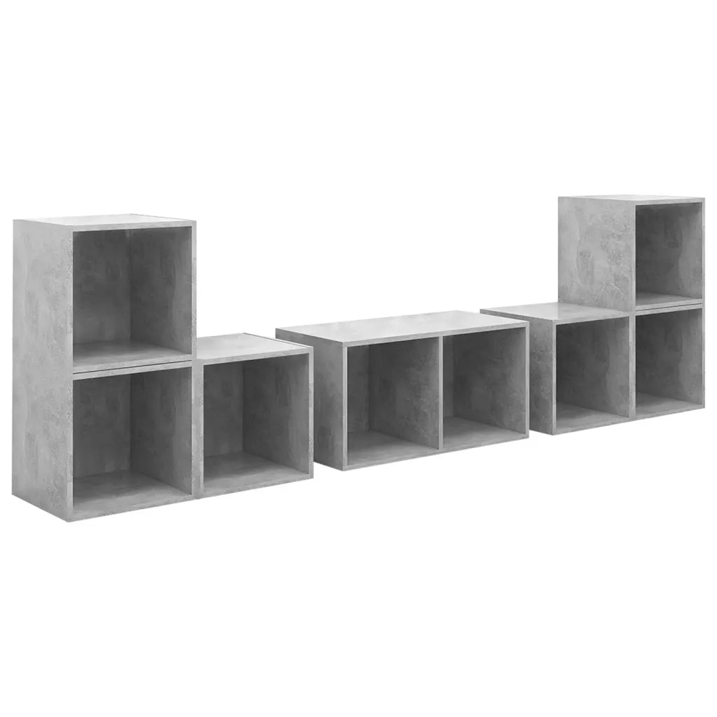 Set Mobile TV 6 pz | Armadietto TV | Mobile Porta TV Grigio Cemento in Legno Multistrato