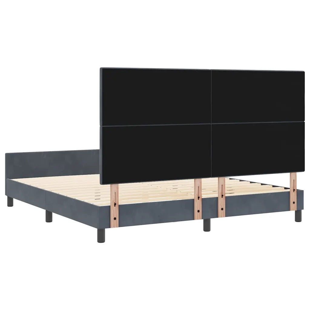 Letto matrimoniale | Letto per adulti | Letto a molle con testiera Grigio scuro 180 x 200 cm Velluto