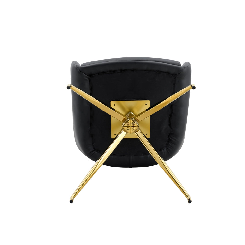 Set 2 sedie da pranzo girevoli 360° in similpelle nere con gambe dorate HOMVRA