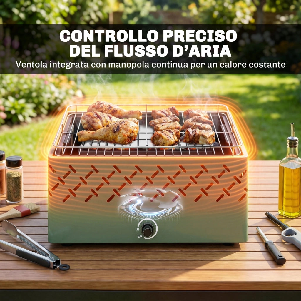 Barbecue Portatile a Carbone ¨C Minimal ¨C Verde Chiaro