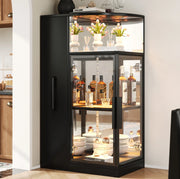 VETRINA Estraibile 64x42x112 cm con LED e Vetro ESG Nera