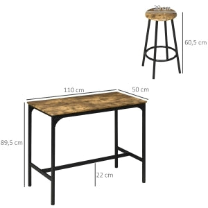 TAVOLO BAR Set da 5 pezzi 110x50x89,5 cm MDF Marrone