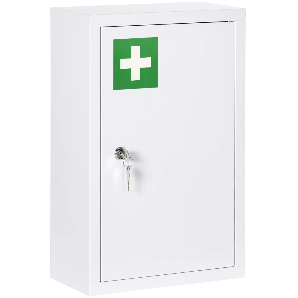 Armadietto per medicinali ULEVR 30x14x46 cm in acciaio bianco, 3 ripiani, chiudibile a chiave