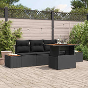 Set Divano da Giardino con archiviazione 5 pcs Nero Poly Rattan