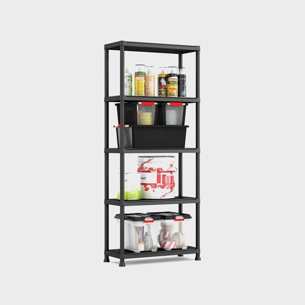Scaffale in Resina Shelf Plus 5 Ripiani Nero 75 x 32 x 176 cm