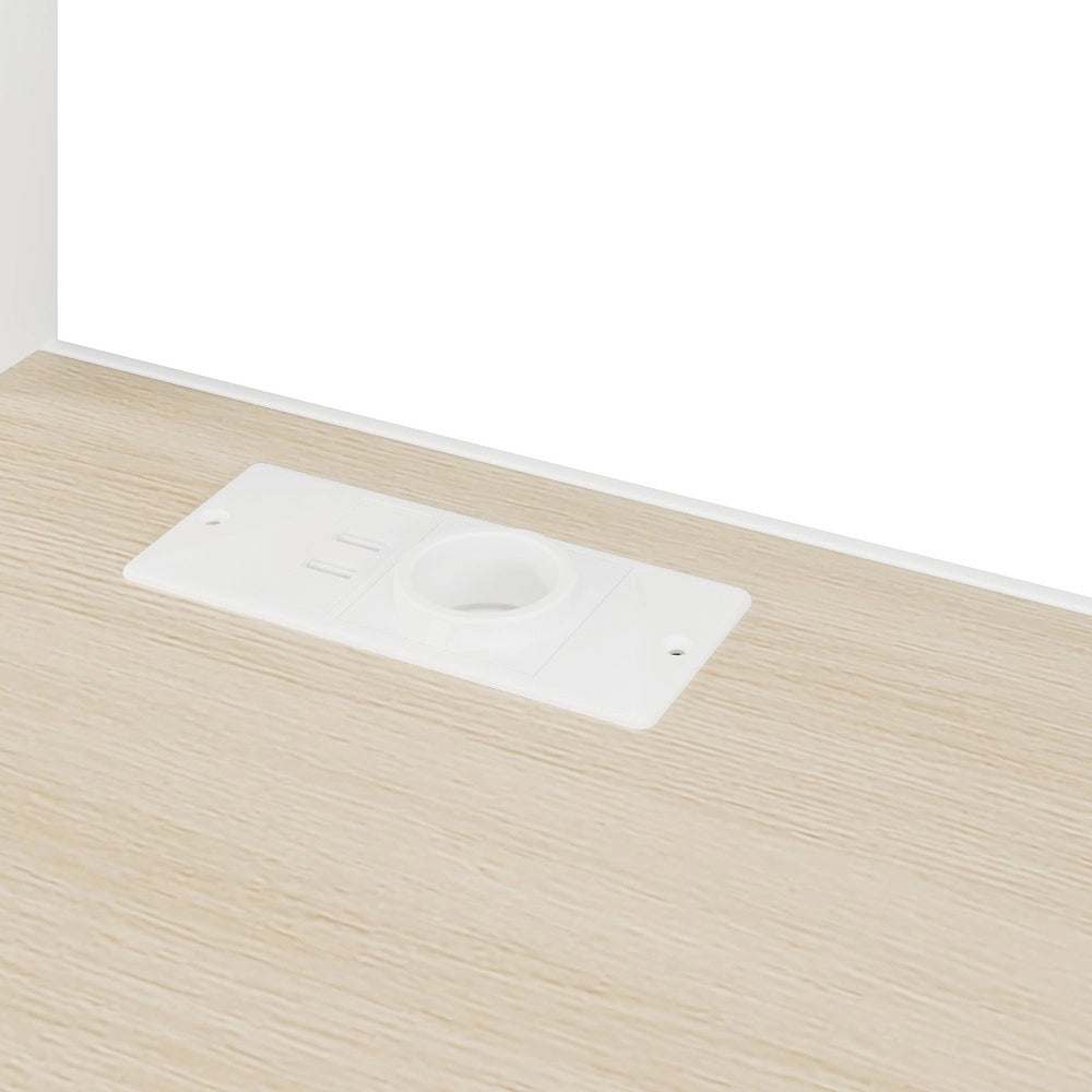 Letto a Soppalco con Scrivania e LED ¨C MINIMAL ¨C Bianco, 90x200, Struttura in Metallo