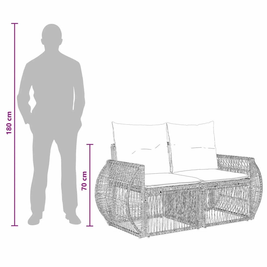 Set Divano da Giardino 13 pz Nero e Bianco Crema polyrattan 3435598