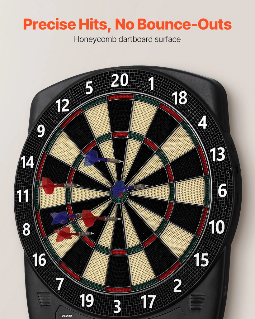 Bersaglio Elettronico per Freccette 336 mm Modello 9653N in PP e ABS con 6 Freccette e 50 Punte Morbide Schermo a Colori per Casa e Feste