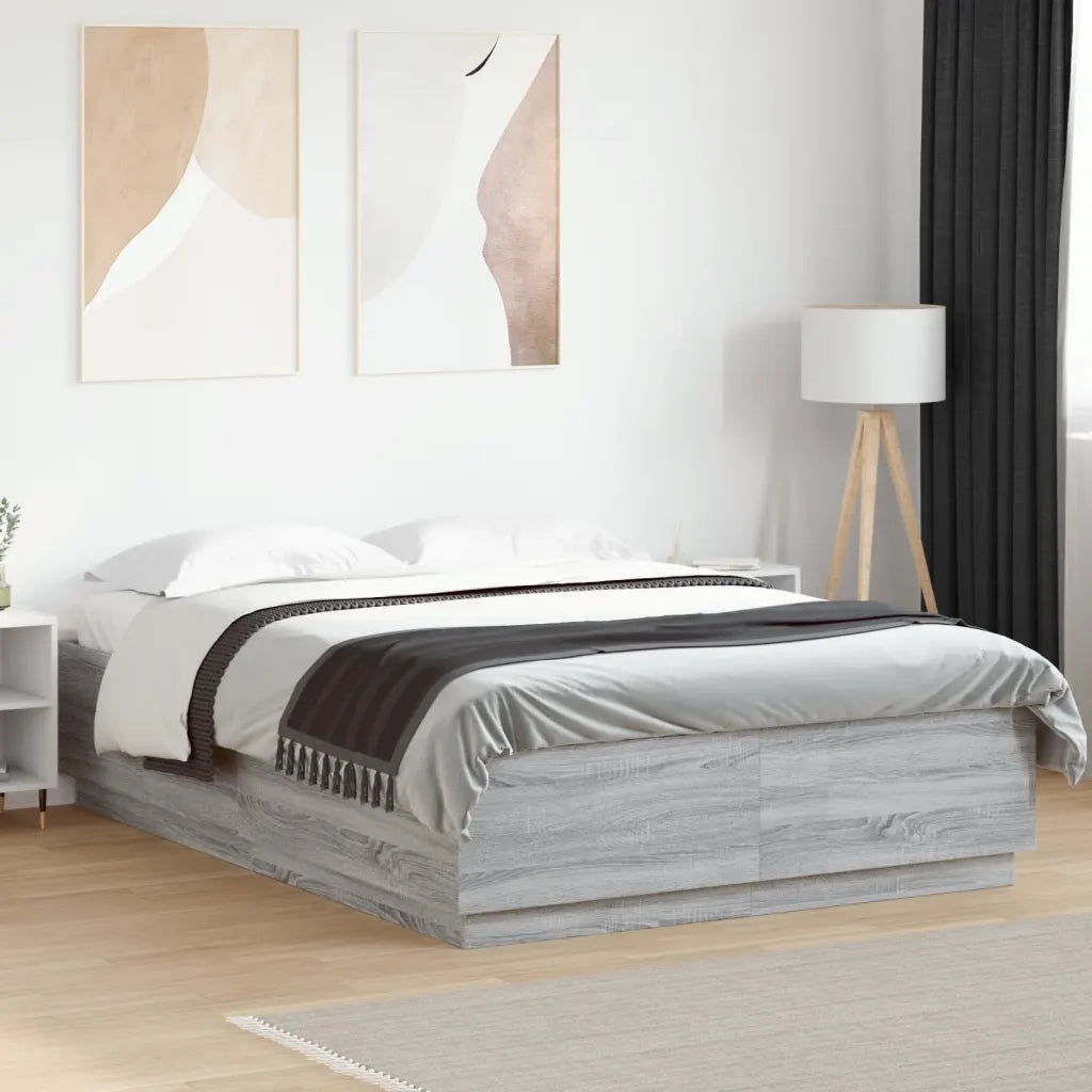 Giroletto Luci LED-Struttura Letto con LED Grigio Sonoma 160x200 cm Legno Multistrato 896053
