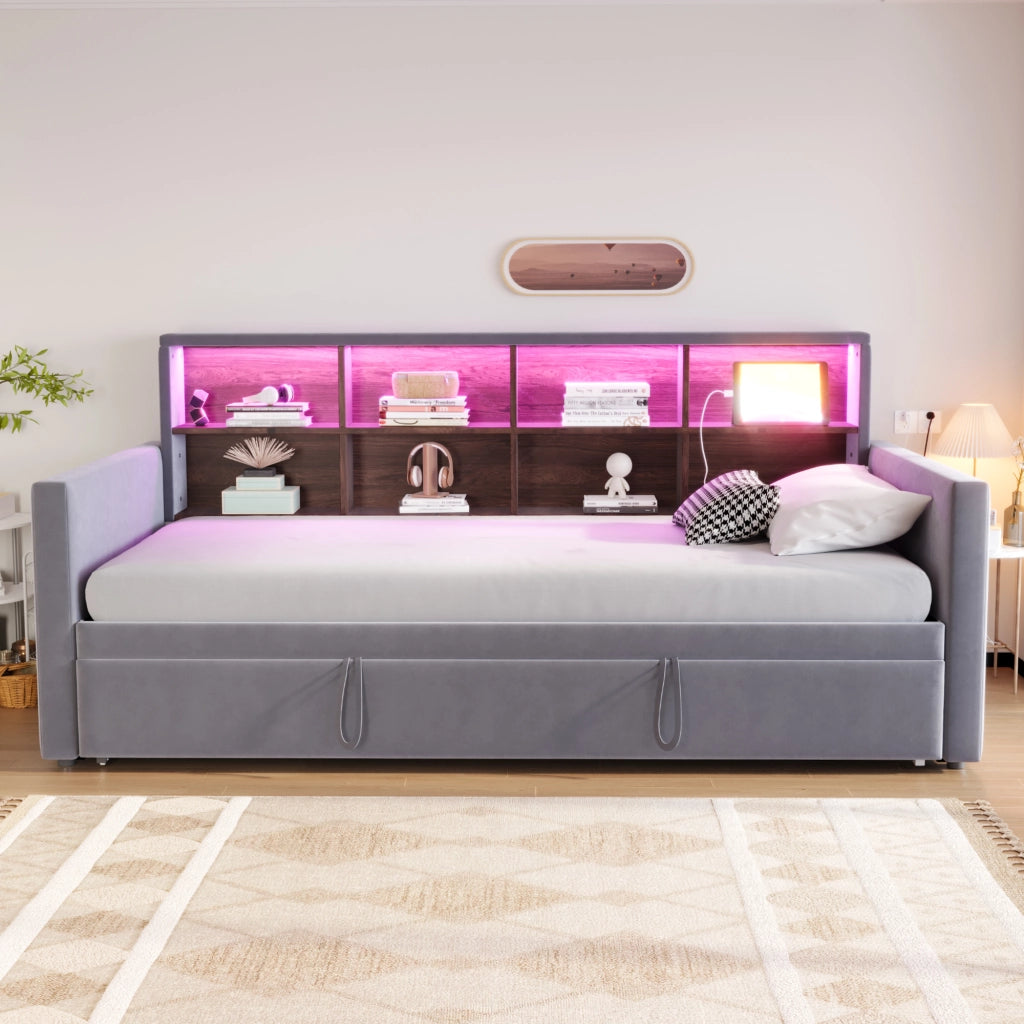 letto imbottito velluto grigio 90 x 190 cm