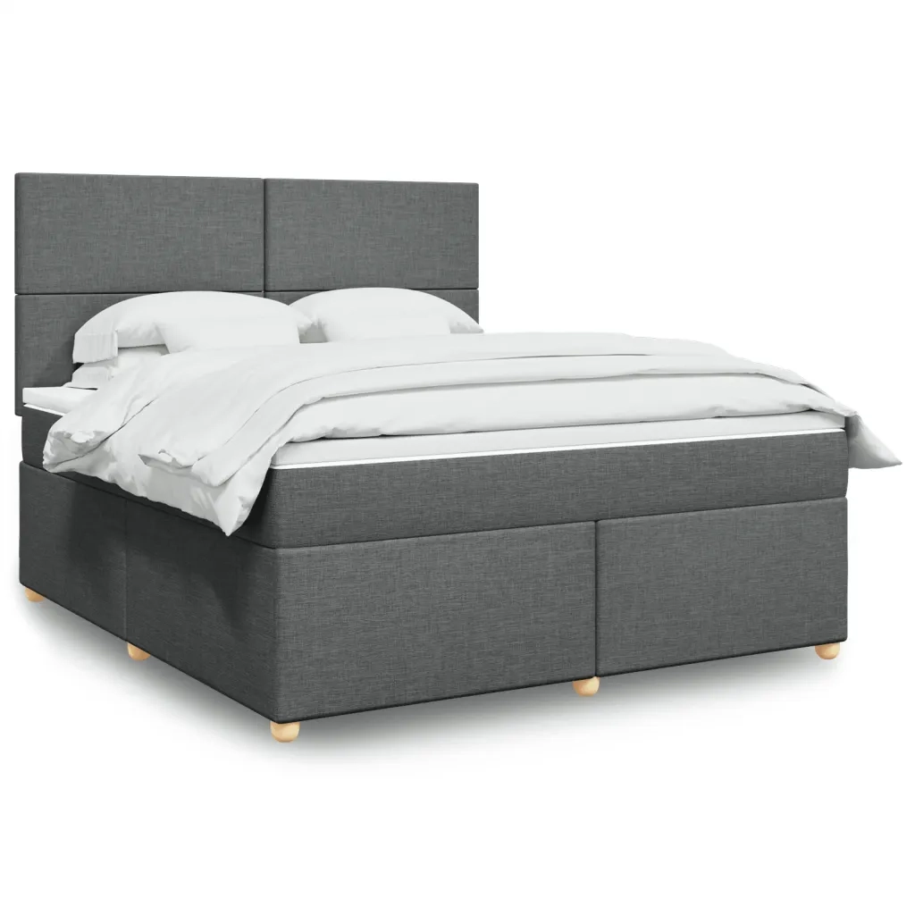 Giroletto a Molle con Materasso Grigio Scuro 180x200 cm Tessuto