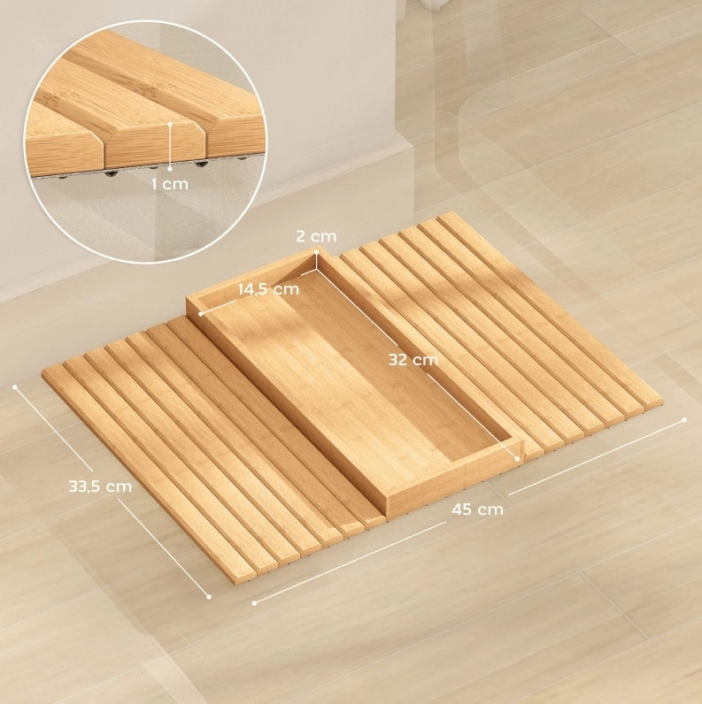 Vassoio in bambù per bracciolo divano, contenitore multifunzione per snack e bevande, 45x33,5 cm