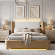 Letto contenitore 180 × 200 cm con sollevamento idraulico 750 N LED a 7 colori telecomando beige