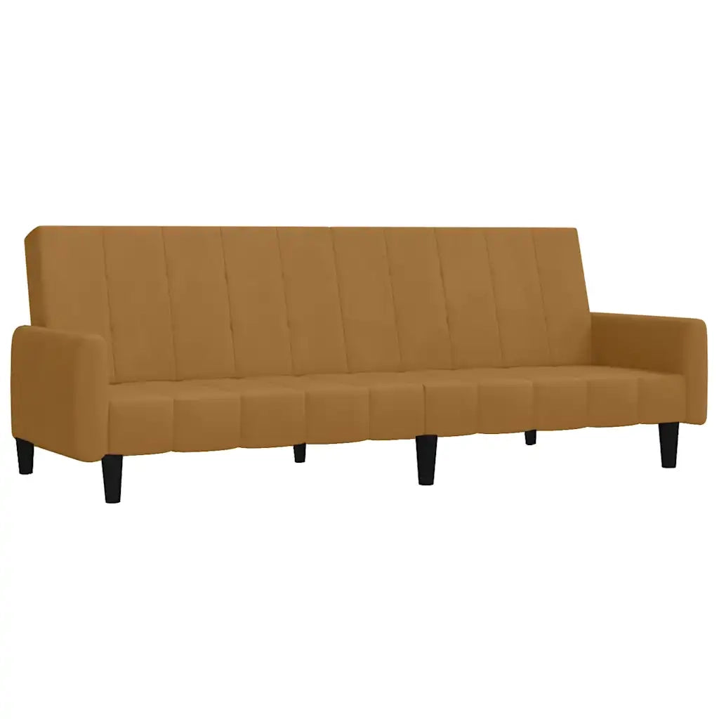 Divano Letto a 2 Posti Marrone in Velluto 375782