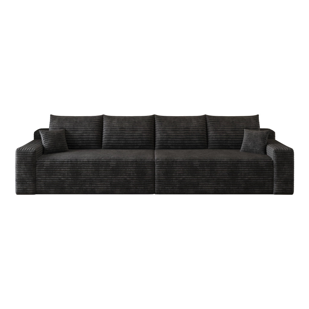 Divano modulare con design minimale e senza montaggio - in tessuto a coste - nero