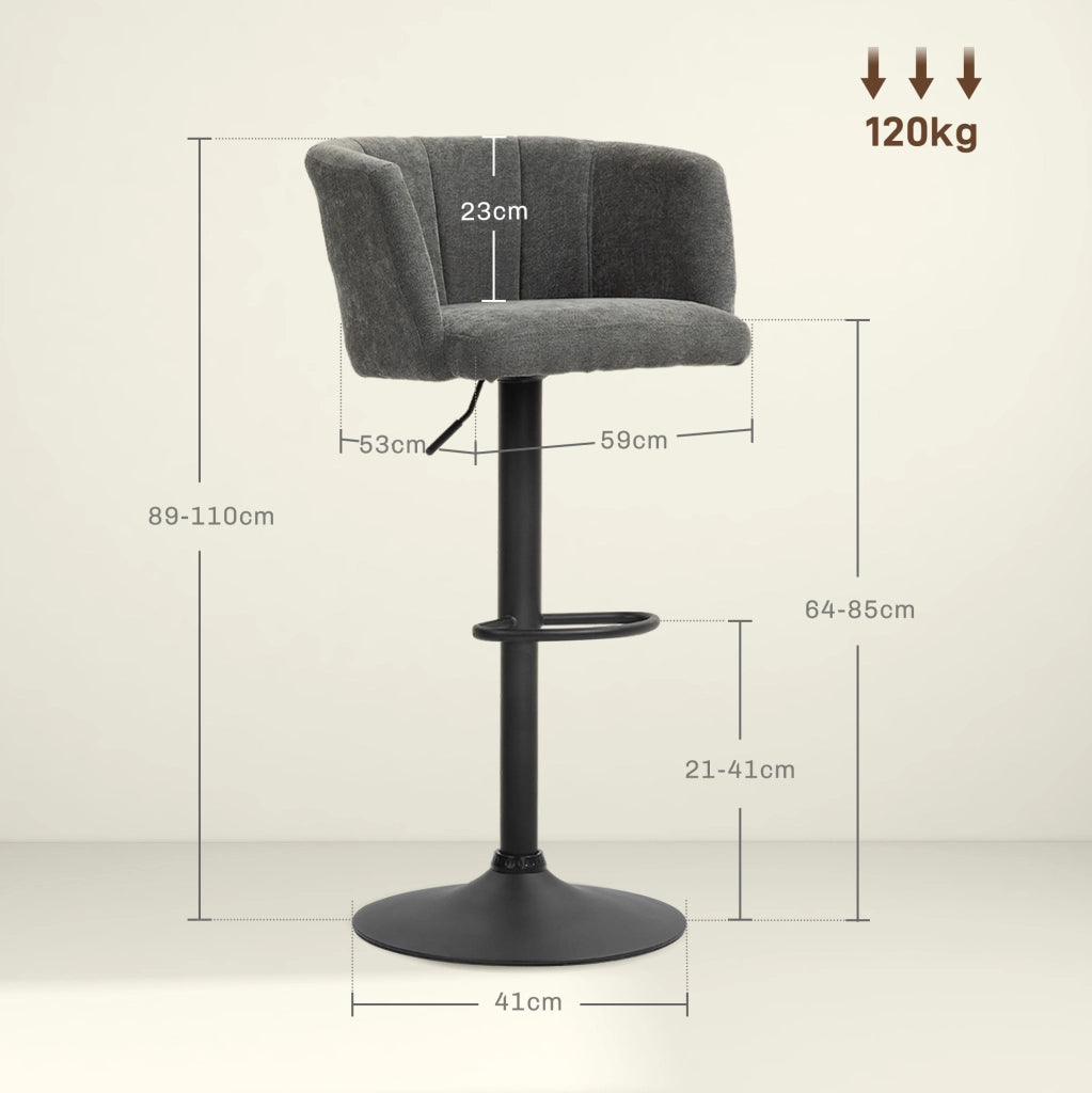 Set di 2 sgabelli da bar ULEVR girevoli 360¡ã e regolabili in altezza 64-85 cm, con poggiapiedi, grigio scuro