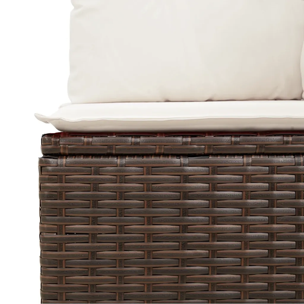 Set Divano Giardino 4 pz con Cuscini-Sofa da Giardino-Divanetto da esterno Marrone Polyrattan Acacia 103148
