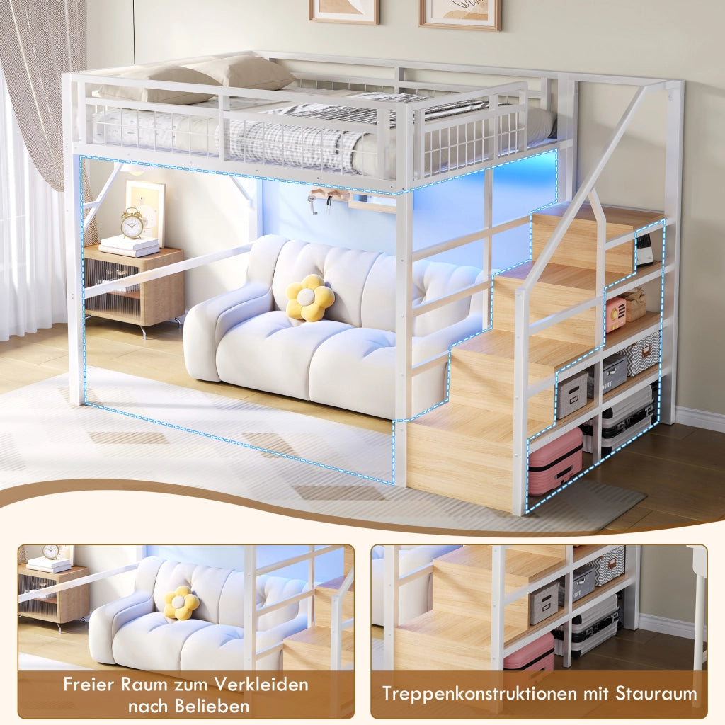letto a castello metallo bianco 145.5 x 252 cm