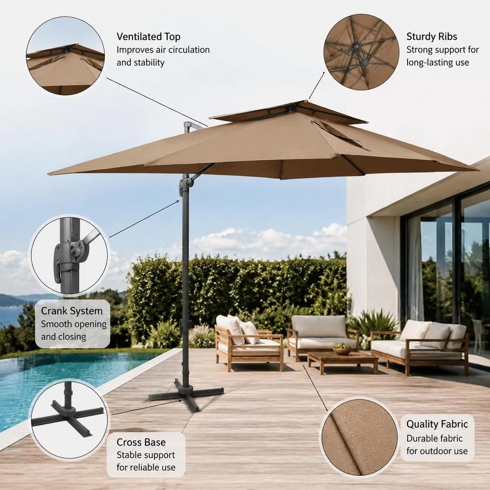 Parasol With Ventilation 400x300 Cm Taupe