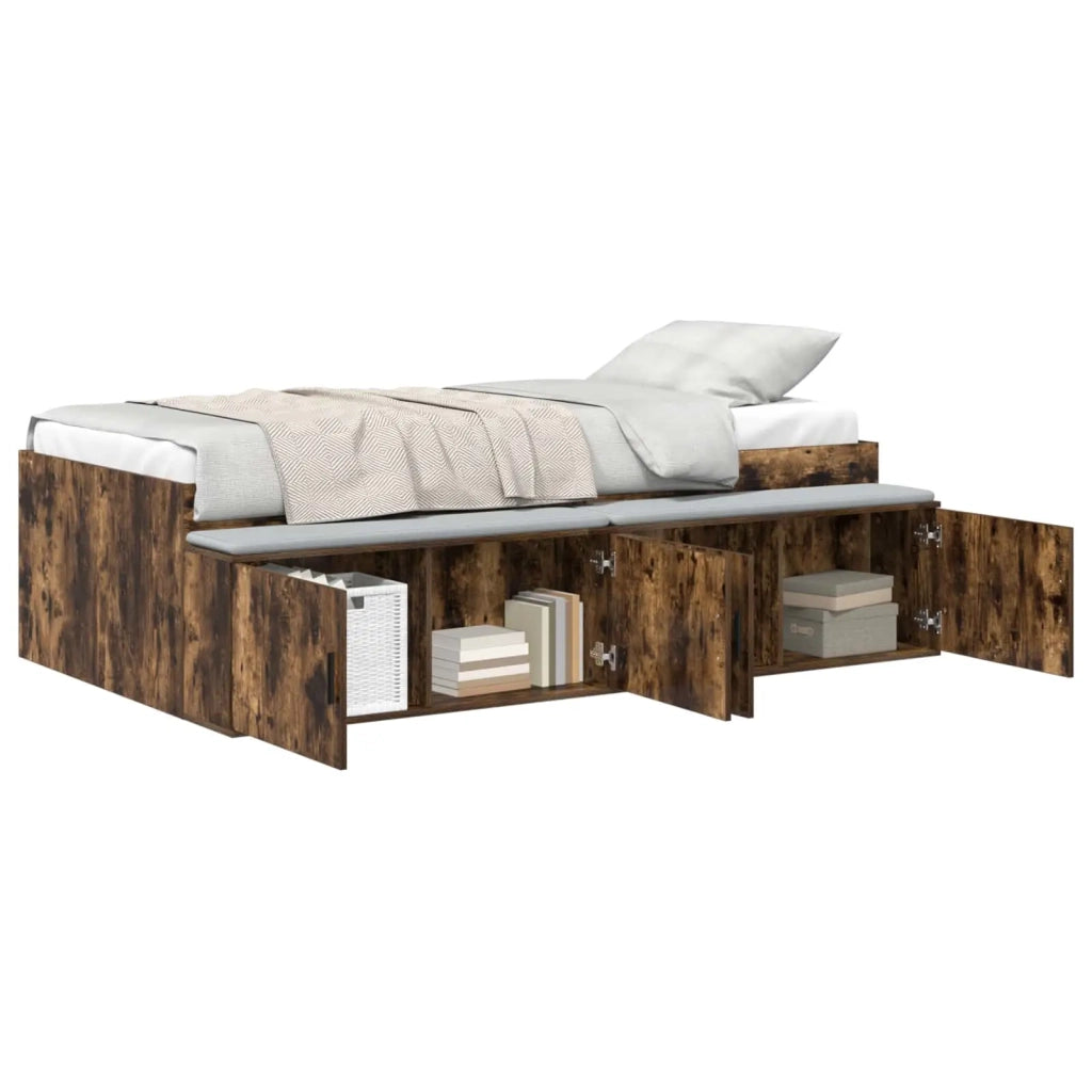 Letto singolo | Letto per adulti | Struttura del letto Rovere fum¨¦ 70 x 190 cm Legno multistrato