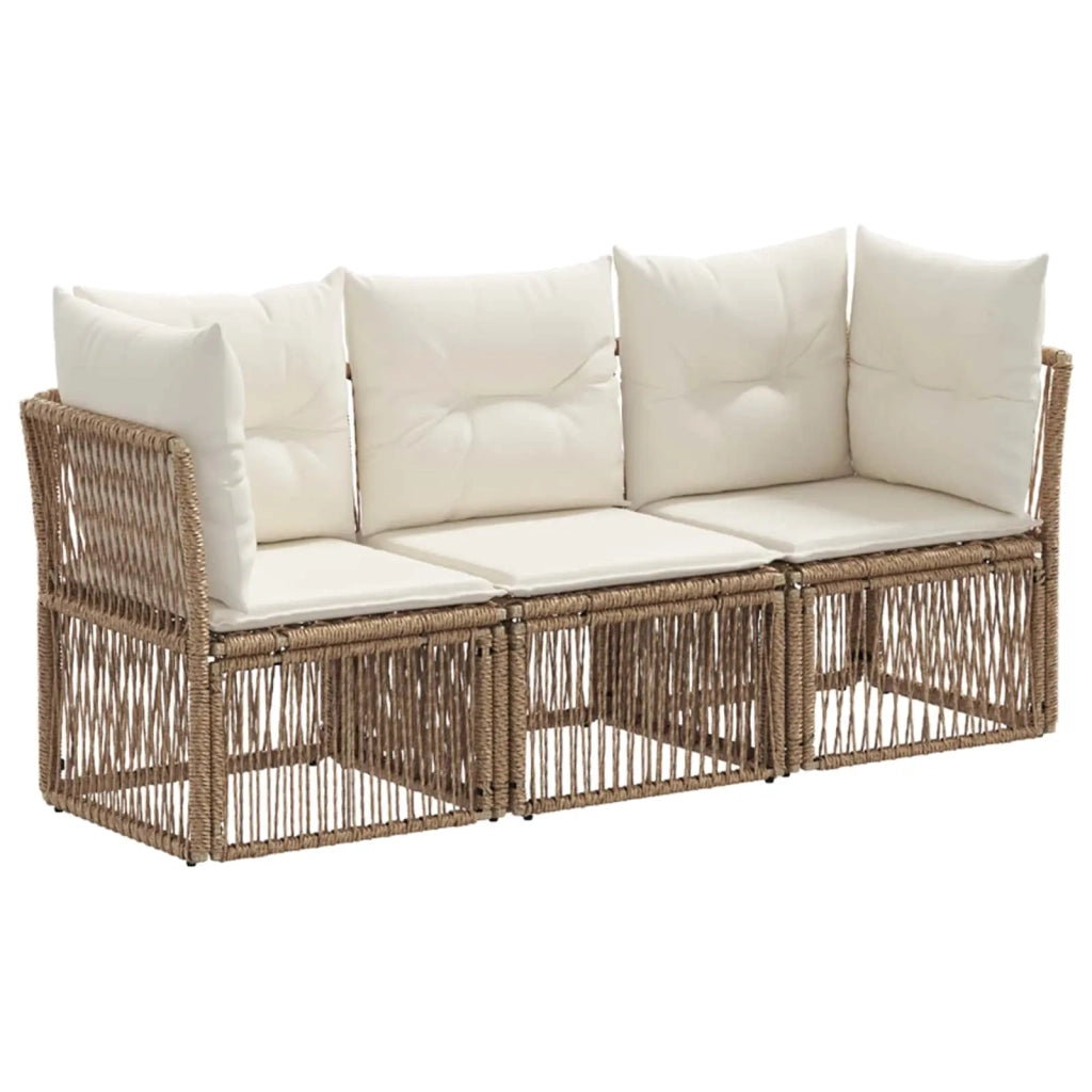 Set Divano da Giardino 3 pz Beige polyrattan 3434124