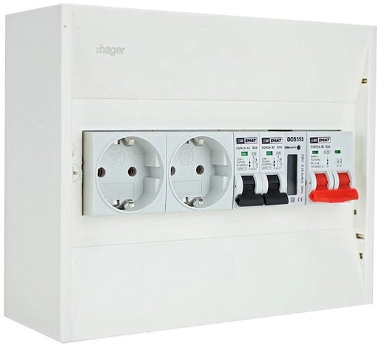 Distributore di Corrente Fotovoltaica 2x B16 Gruppo 2x WCD, Interruttore Principale e Contatore kWh (PV0004)