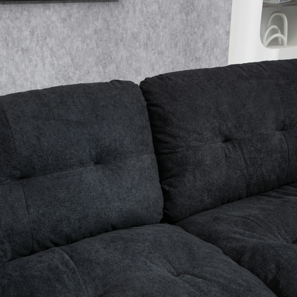 Divano 2 Posti in Chenille con Cuscini Trapuntati ¨C MINIMAL ¨C Grigio