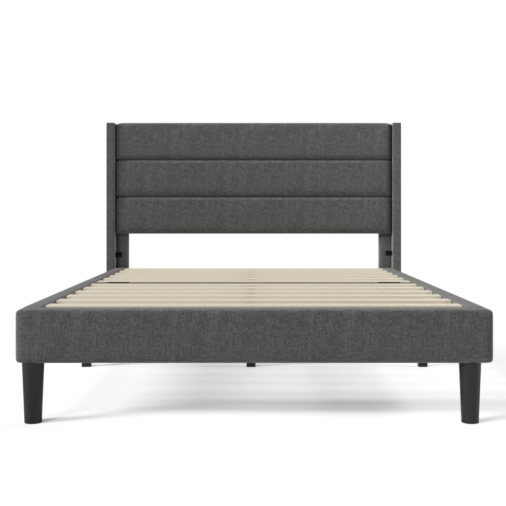 Letto imbottito 140x200 cm grigio scuro con materasso