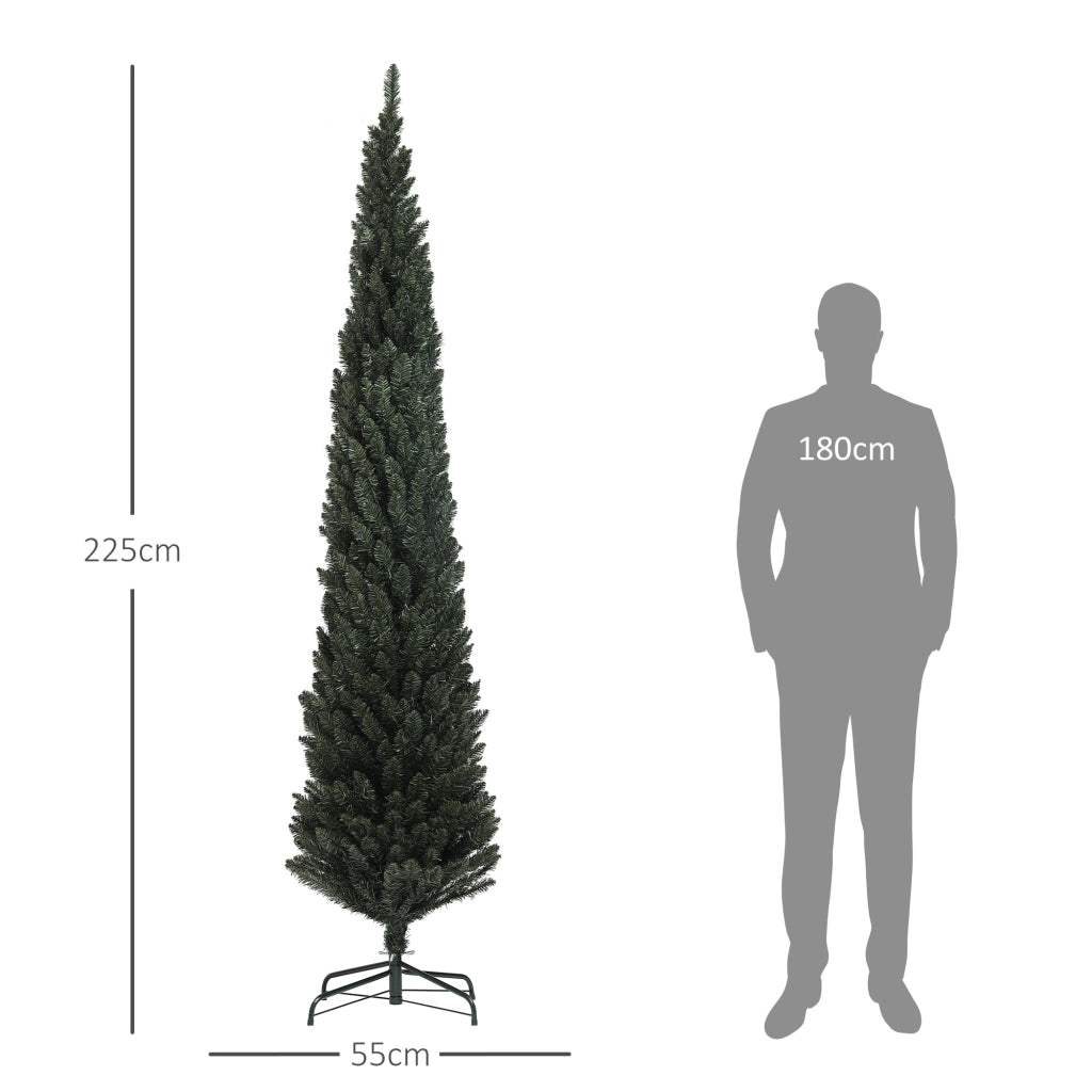 Albero di Natale Artificiale 225 cm 538 Rami Slim Salvaspazio Verde