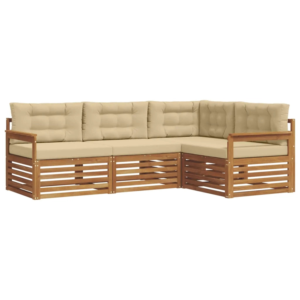 Set di divani da esterno con cuscino 4 pcs Naturale e Beige 3373368