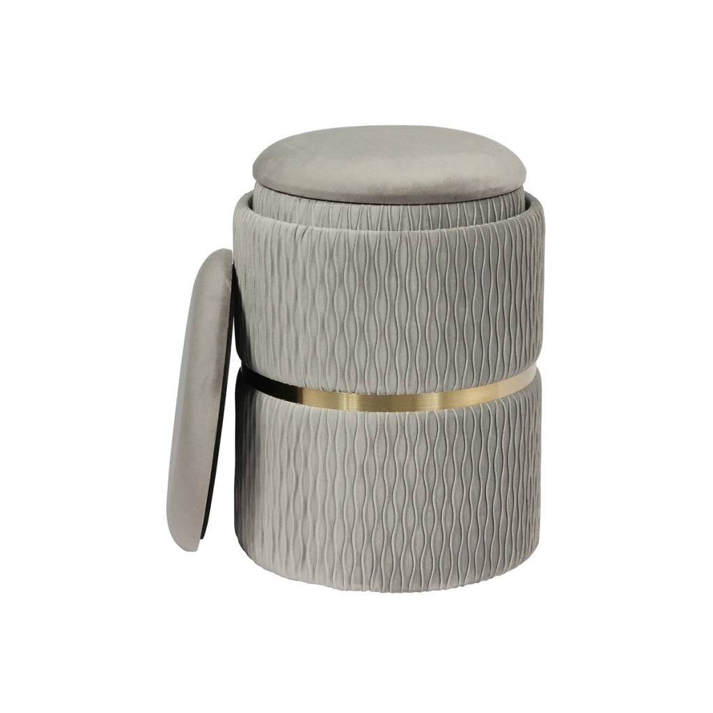 Set di 2 pouf contenitori Milas in velluto grigio