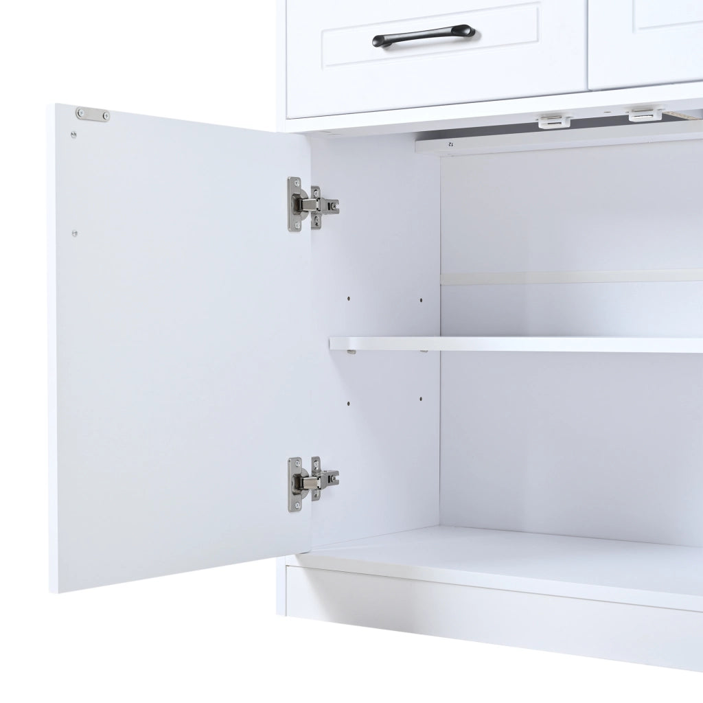 Credenza e madia con 3 ante e 3 cassetti, ripiani regolabili, bianca per soggiorno e ingresso, 120 × 35 × 80 cm