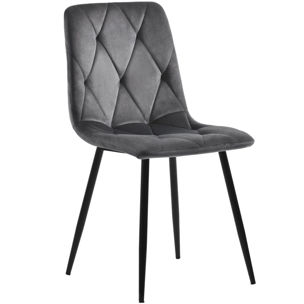 Sedie da Pranzo Set 4 Pezzi Imbottite ¨C Xylo ¨C Velluto Grigio Scuro, Gambe in Metallo