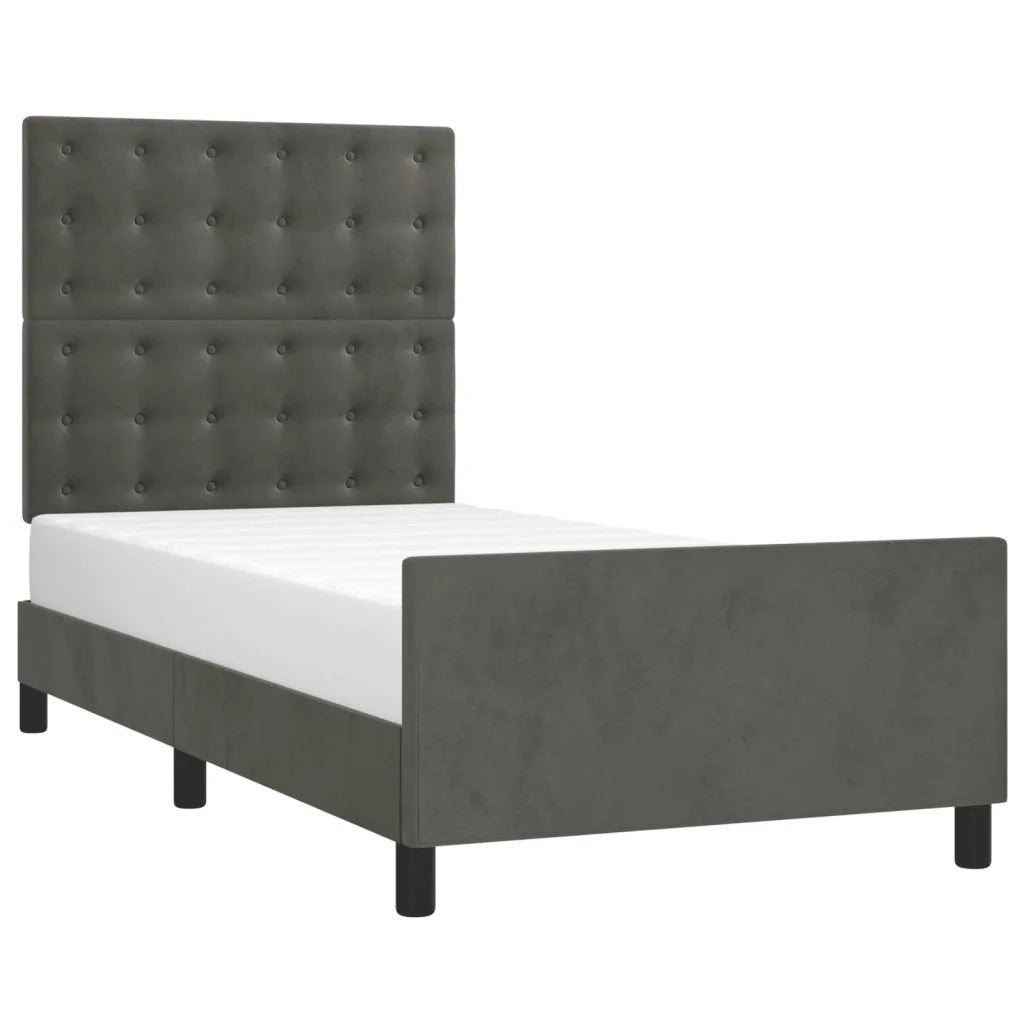 Giroletto senza Materasso Grigio Scuro 90x190 cm Velluto 3125972
